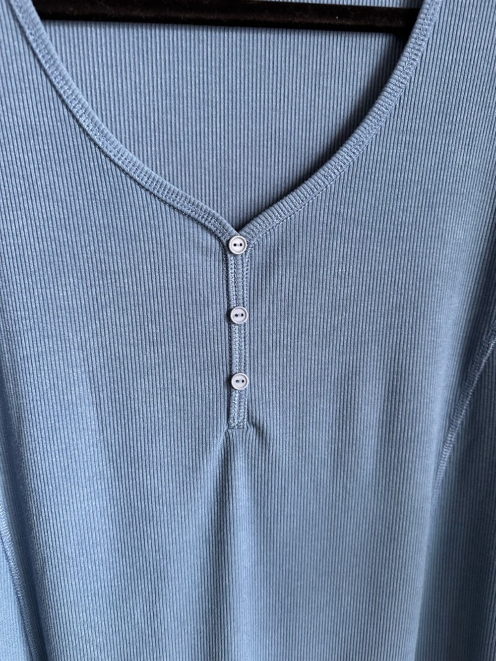 Avenue Blue Ribbed Henley Tunic with Crochet Trim - Picture 4 of 6